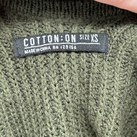 Vtg COTTON-ON Sweater Women's XS Green Knit Large Open Back Cut Out Long Sleeve - Picture 4 of 9